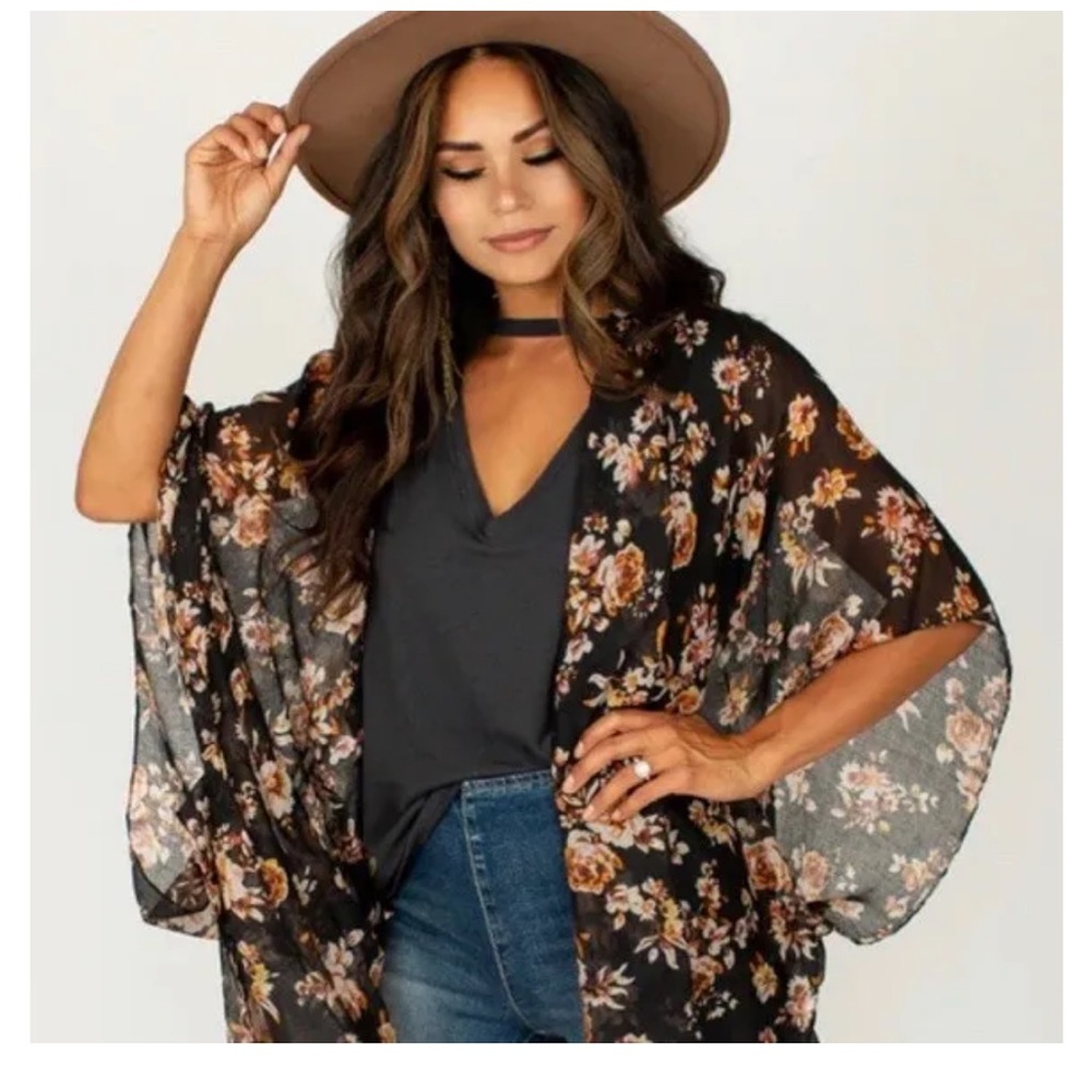 Black floral Joyfolie Mia Joy Avalon Duster - toddler & youth small